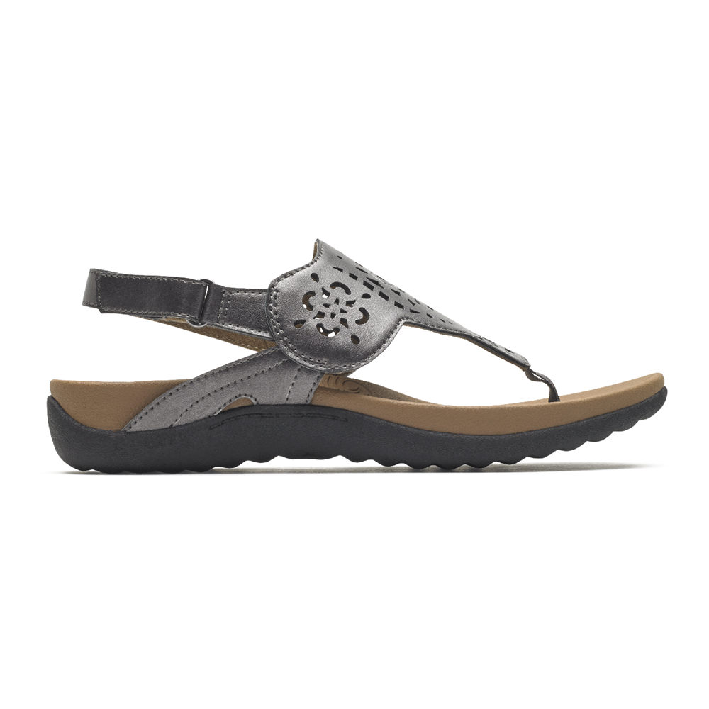 Rockport Womens Ridge Circle Cutout Thong - Sandals Grey - QWS509163